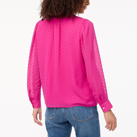 J.Crew~Clip-dot Ruffle Button Up Shirt - Picture 4 of 4